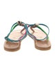 K.Jacques Leather Colorblock Pattern T-Strap Sandals