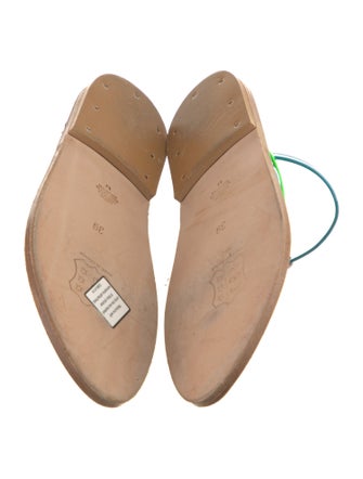 K.Jacques Leather Colorblock Pattern T-Strap Sandals