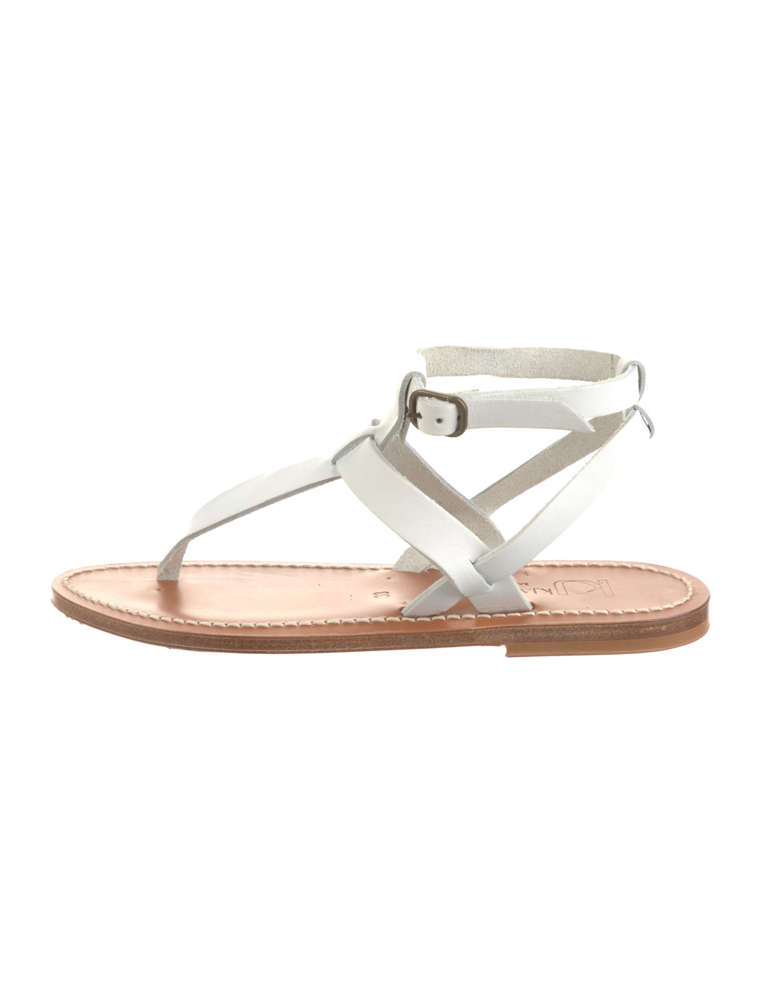 K.Jacques Leather T-Strap Sandals