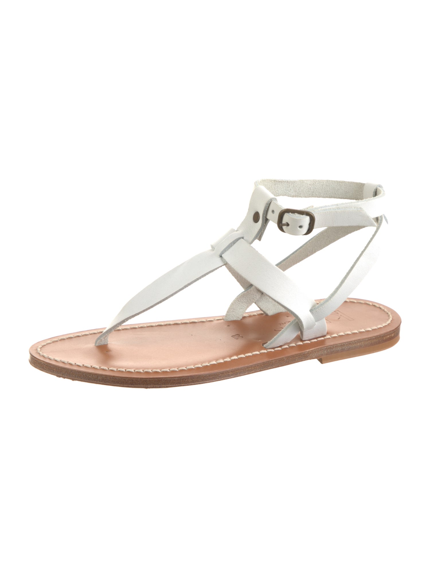 K.Jacques Leather T-Strap Sandals
