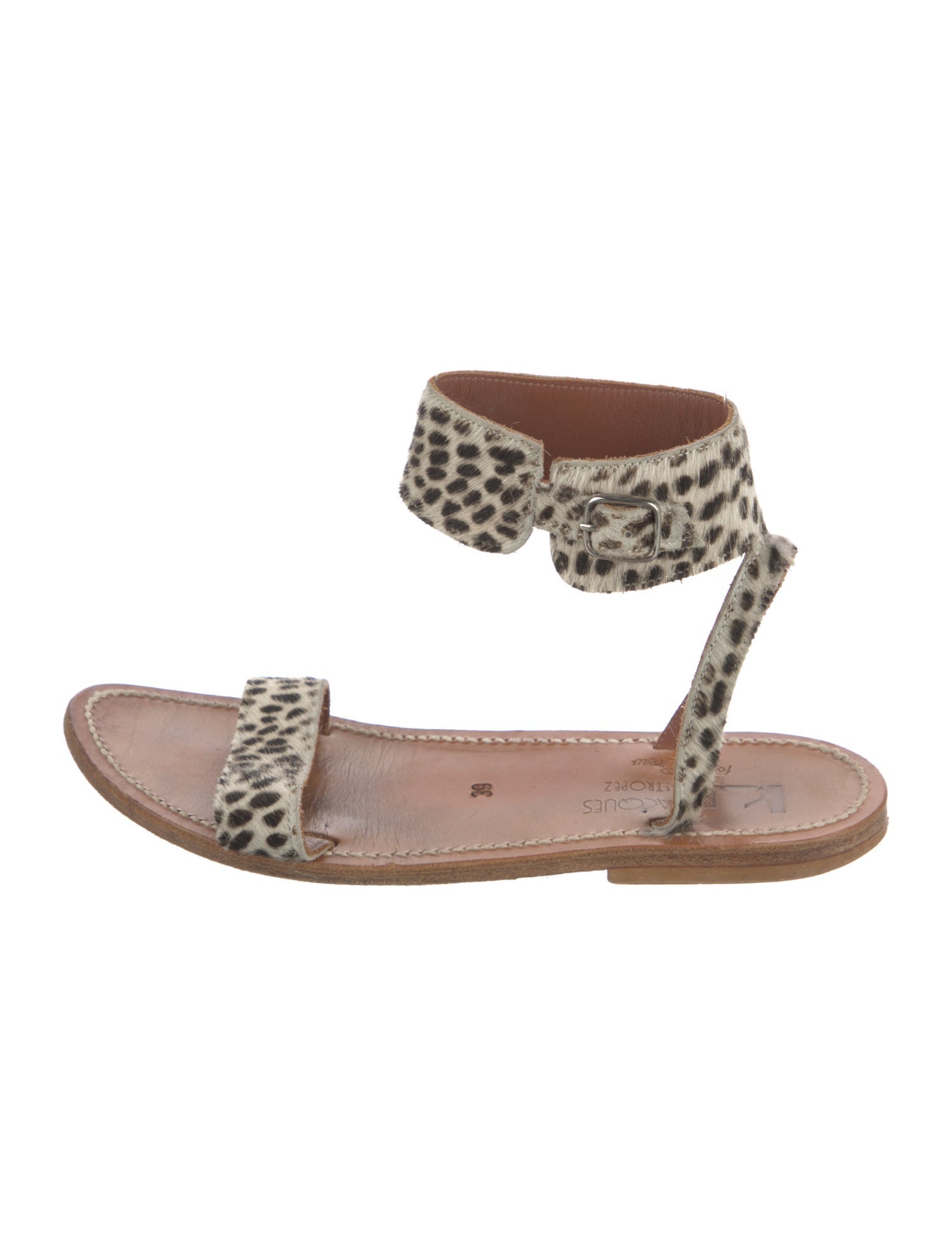 K.Jacques Leather Animal Print Sandals