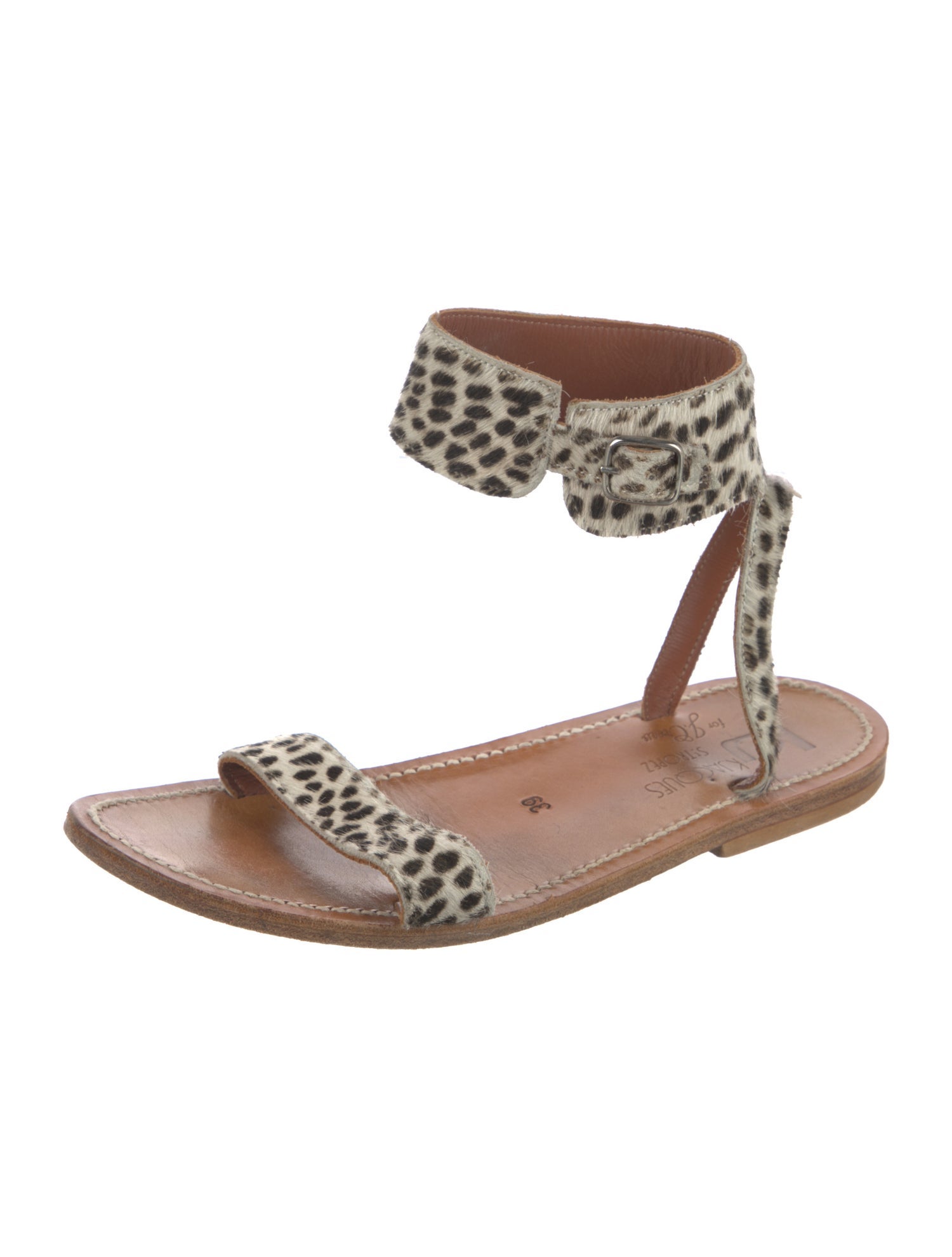 K.Jacques Leather Animal Print Sandals