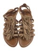 K.Jacques Suede Fringe Trim Accent Gladiator Sandals