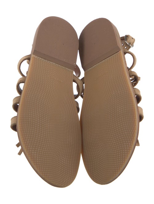 K.Jacques Suede Fringe Trim Accent Gladiator Sandals