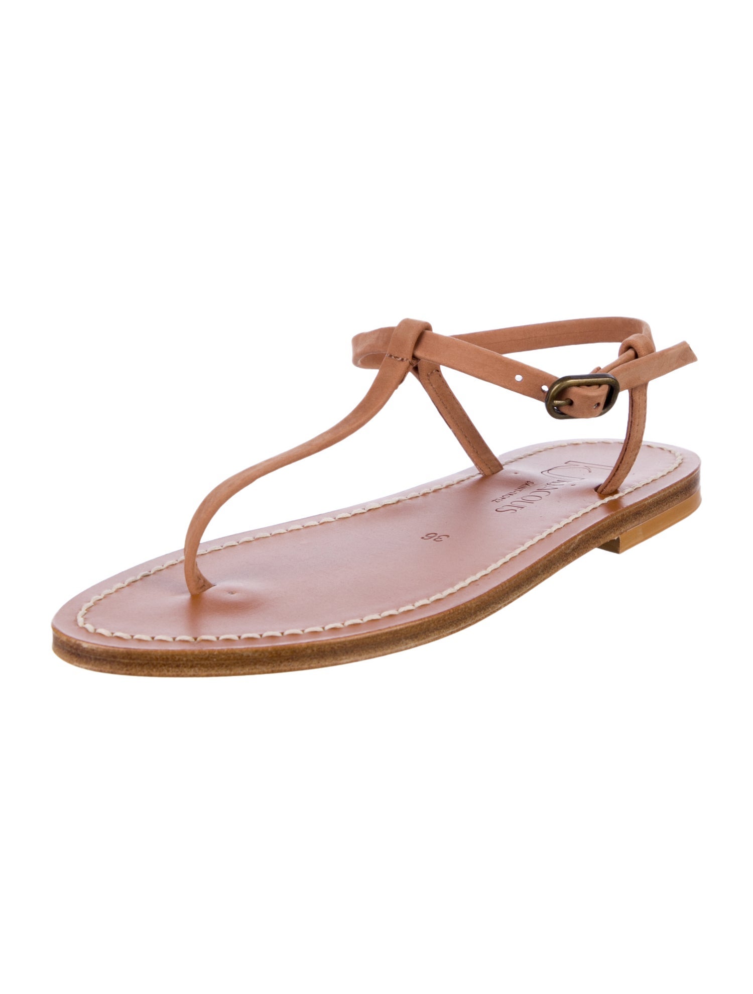 K.Jacques Leather T-Strap Sandals