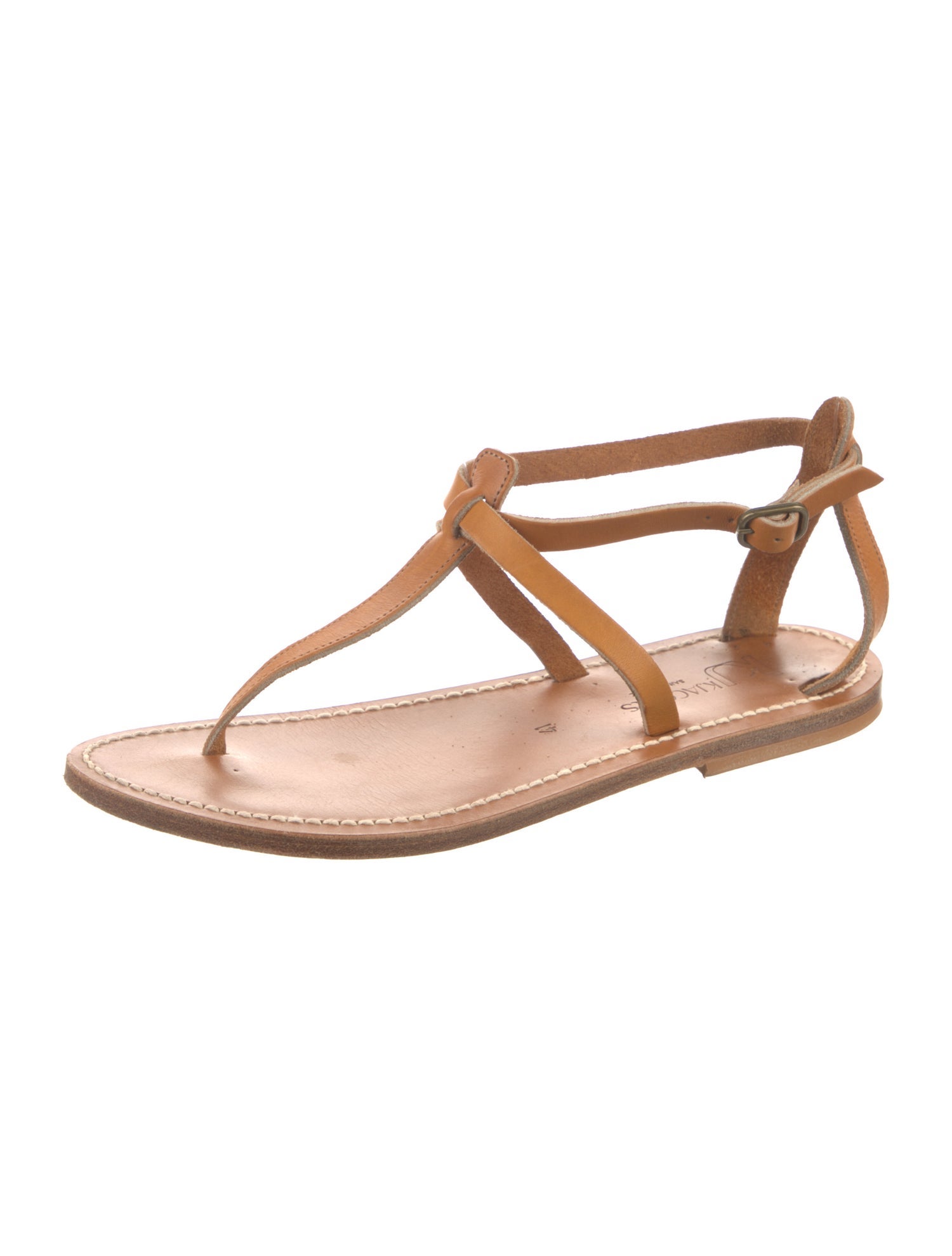 K.Jacques Leather T-Strap Sandals