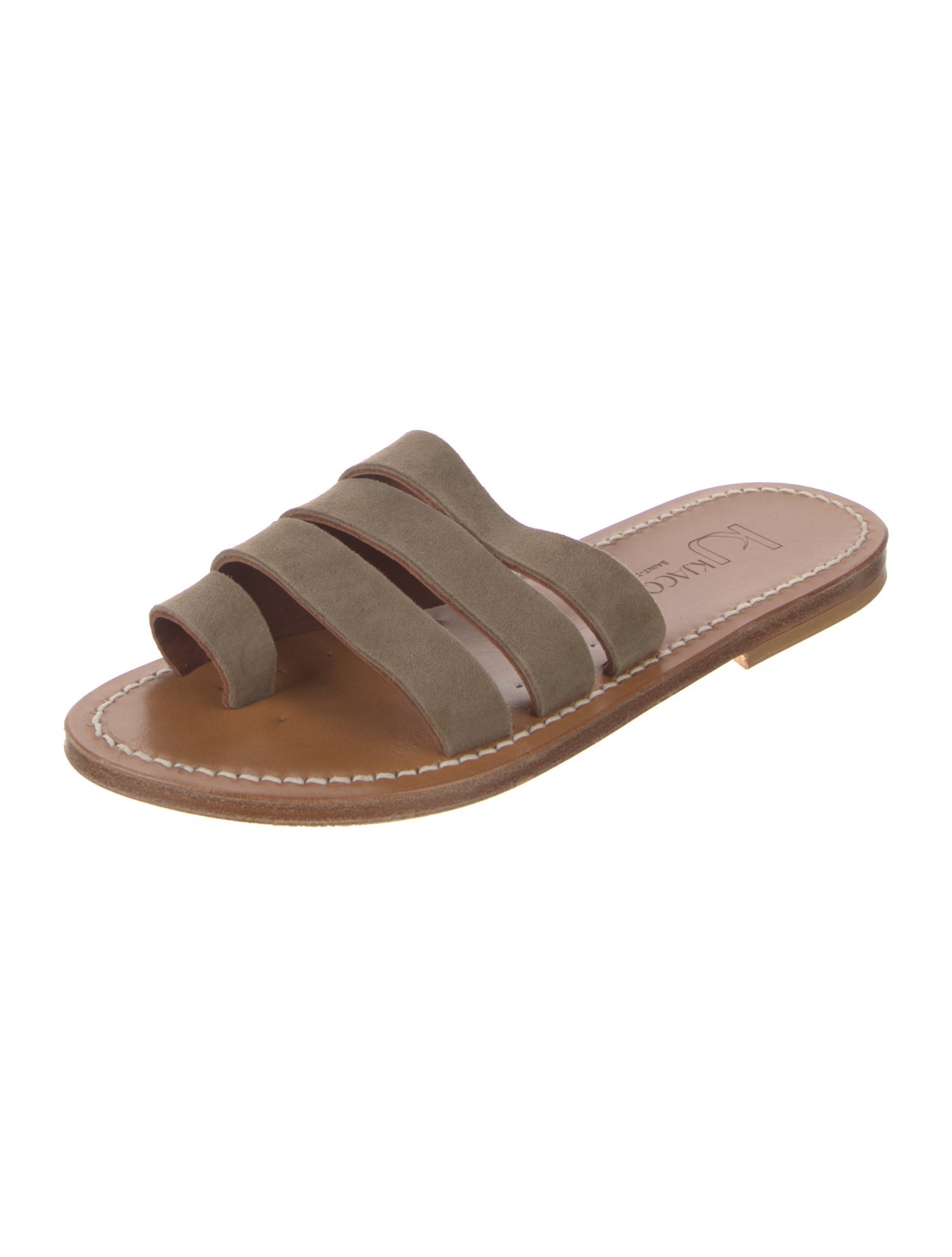 K.Jacques Suede Cutout Accent Slides