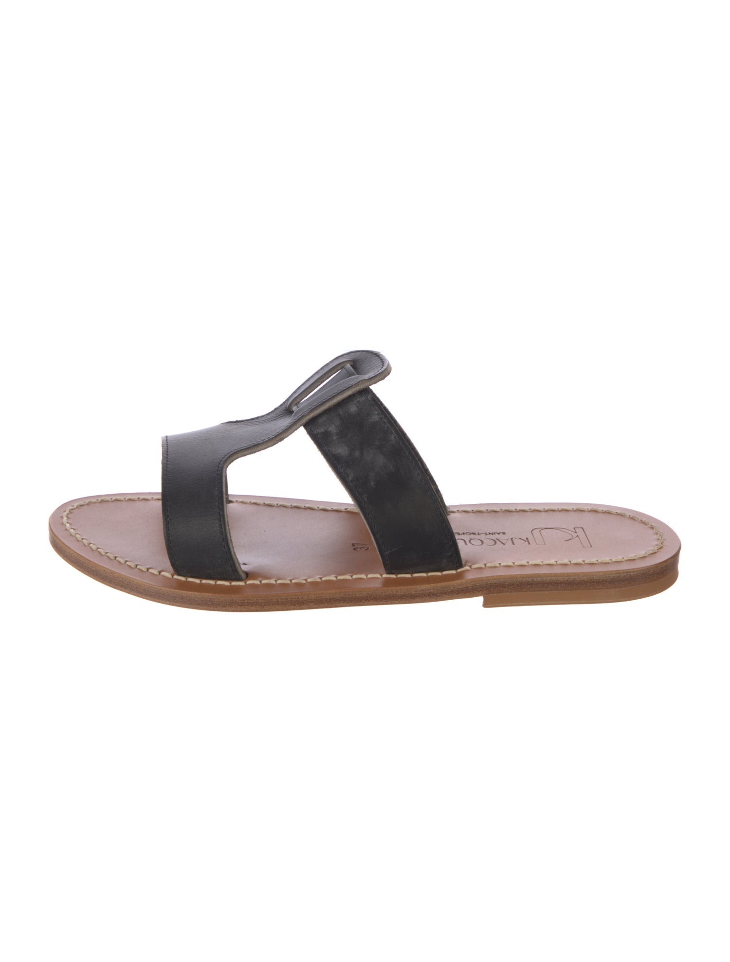 K.Jacques Leather Colorblock Pattern Slides