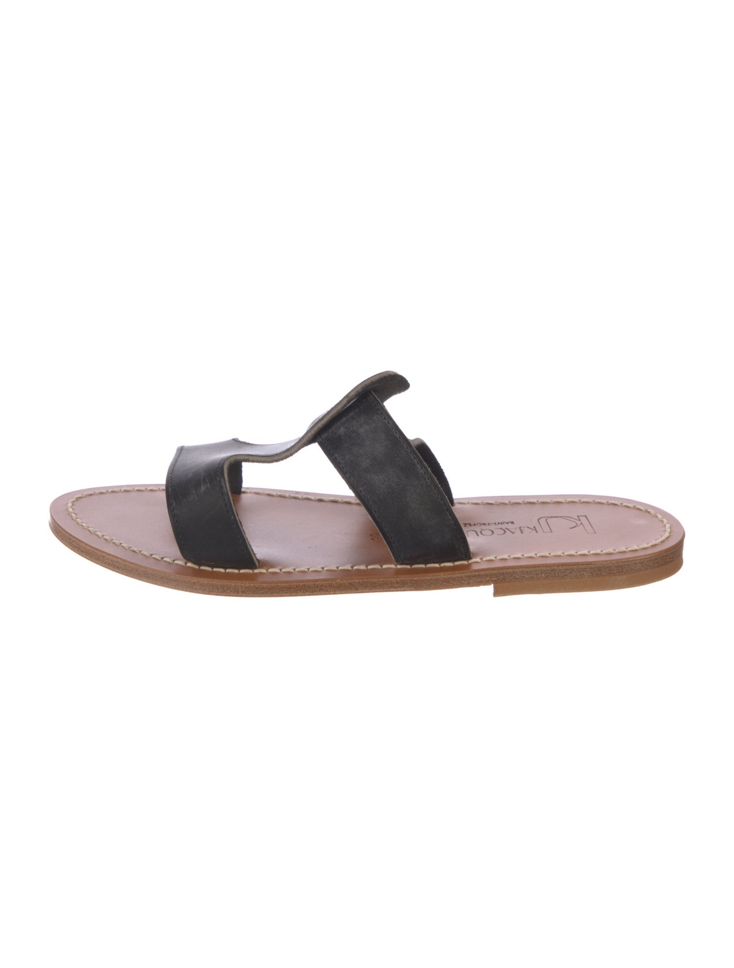 K.Jacques Leather Colorblock Pattern Slides