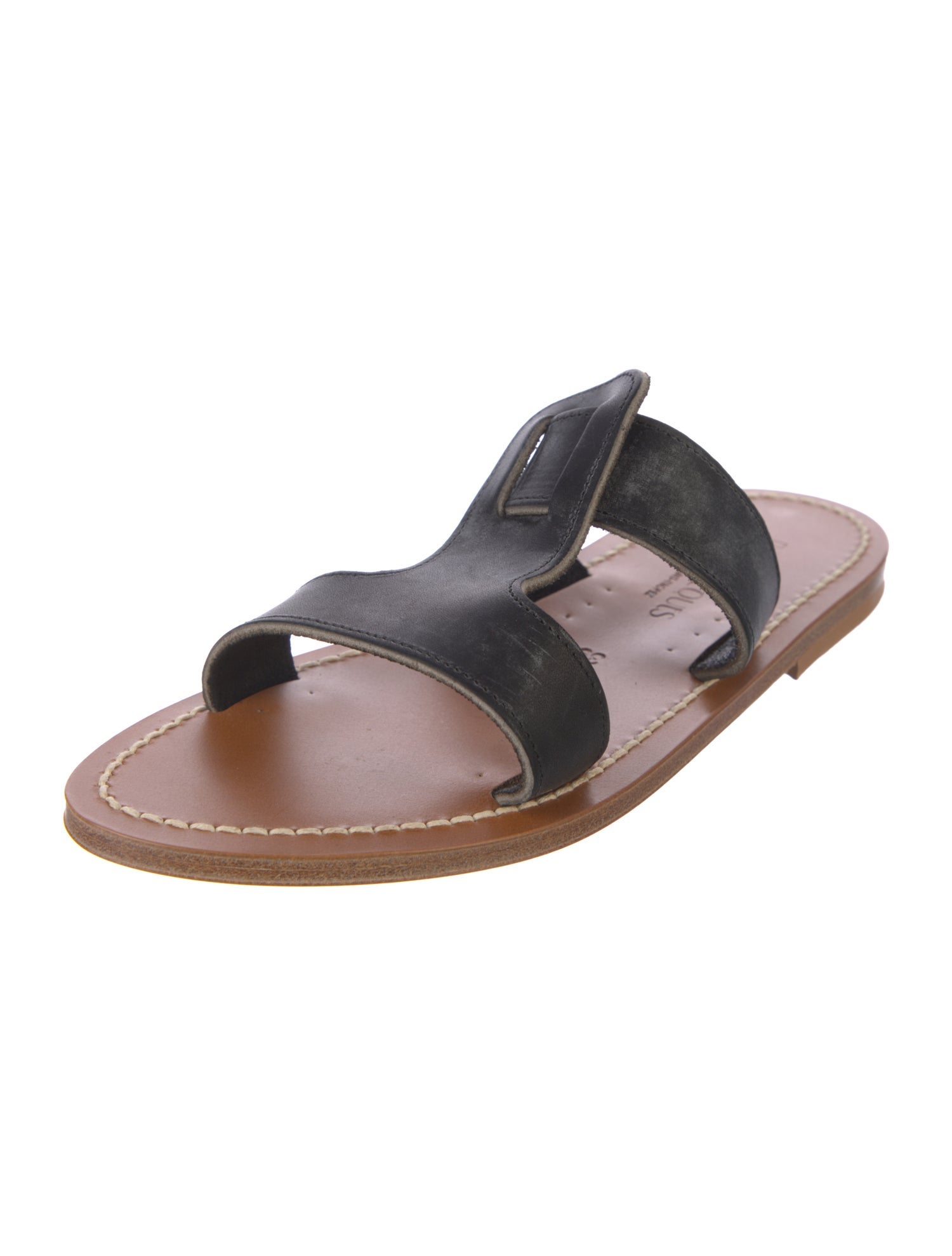 K.Jacques Leather Colorblock Pattern Slides