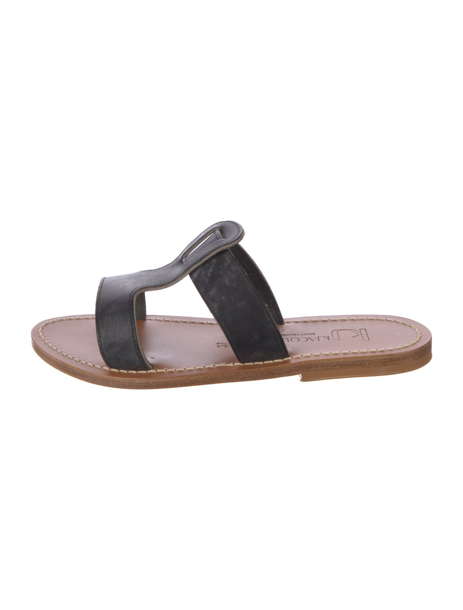 K.Jacques Leather Colorblock Pattern Slides