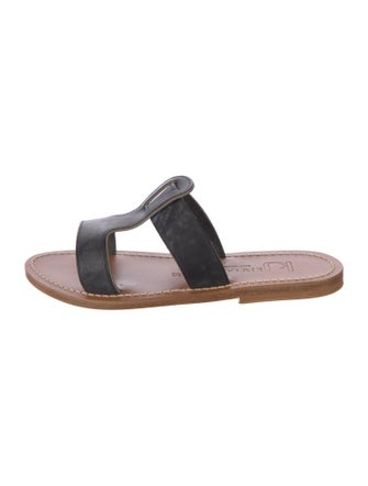 K.Jacques Leather Colorblock Pattern Slides