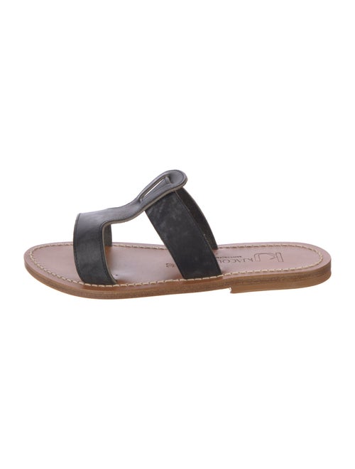 K.Jacques Leather Colorblock Pattern Slides