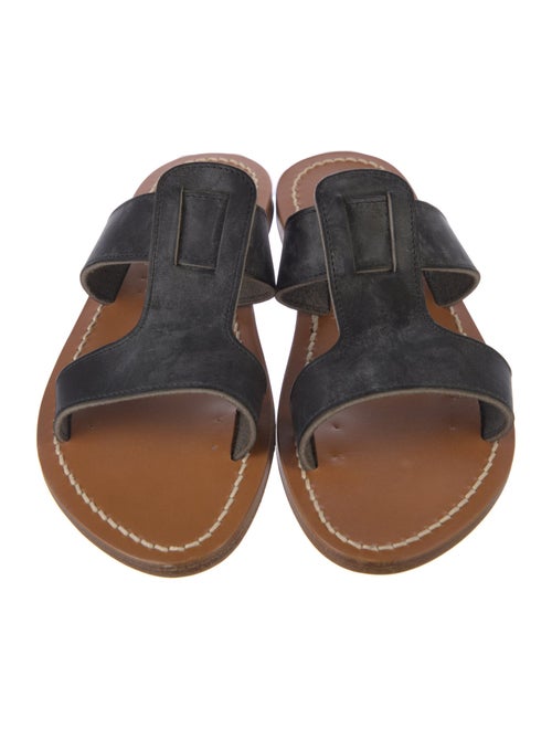K.Jacques Leather Colorblock Pattern Slides