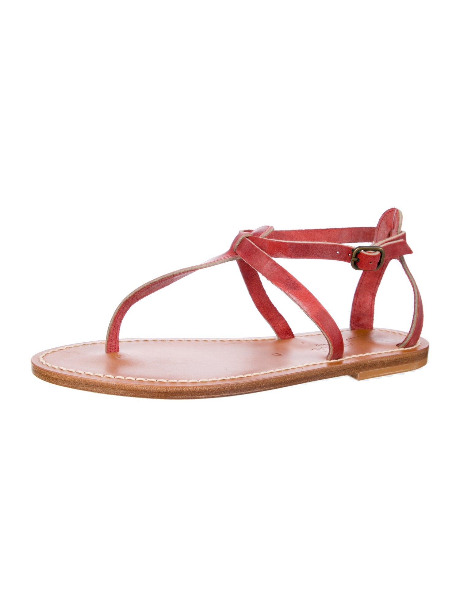 K.Jacques Leather T-Strap Sandals