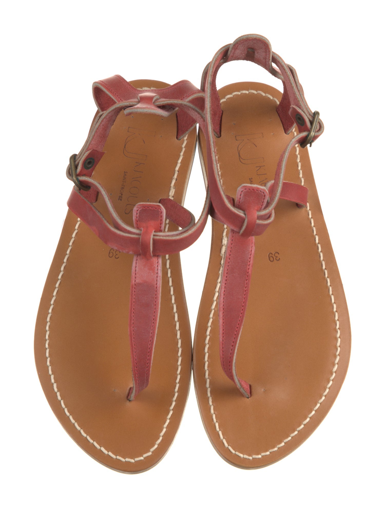 K.Jacques Leather T-Strap Sandals