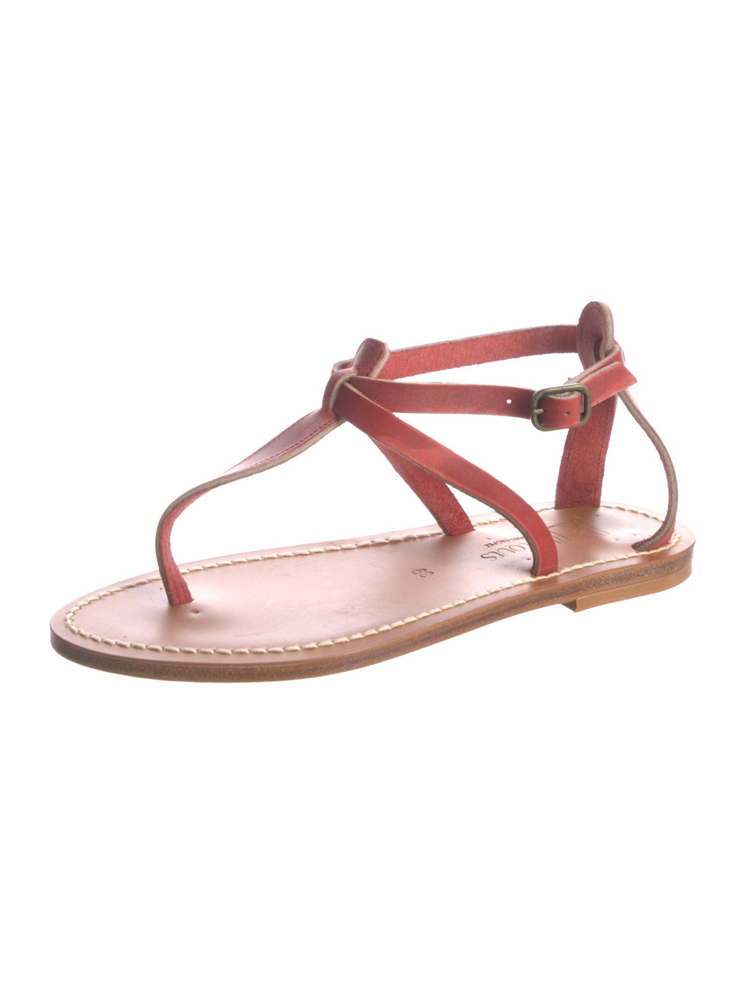 K.Jacques Leather T-Strap Sandals