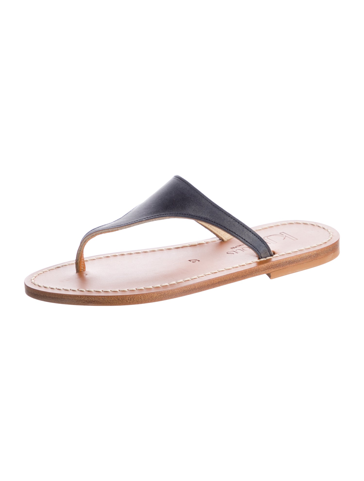K.Jacques Leather T-Strap Sandals