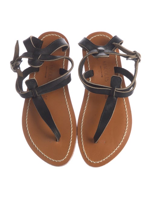 K.Jacques Leather T-Strap Sandals