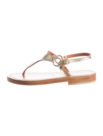 K.Jacques Leather T-Strap Sandals