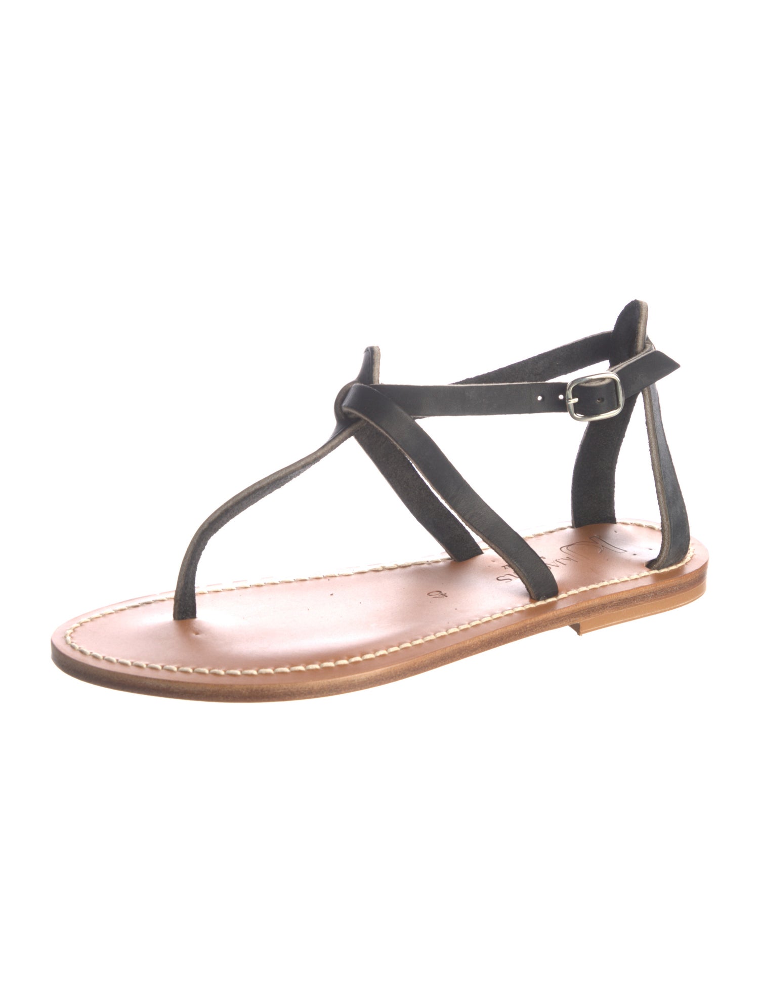 K.Jacques Leather T-Strap Sandals