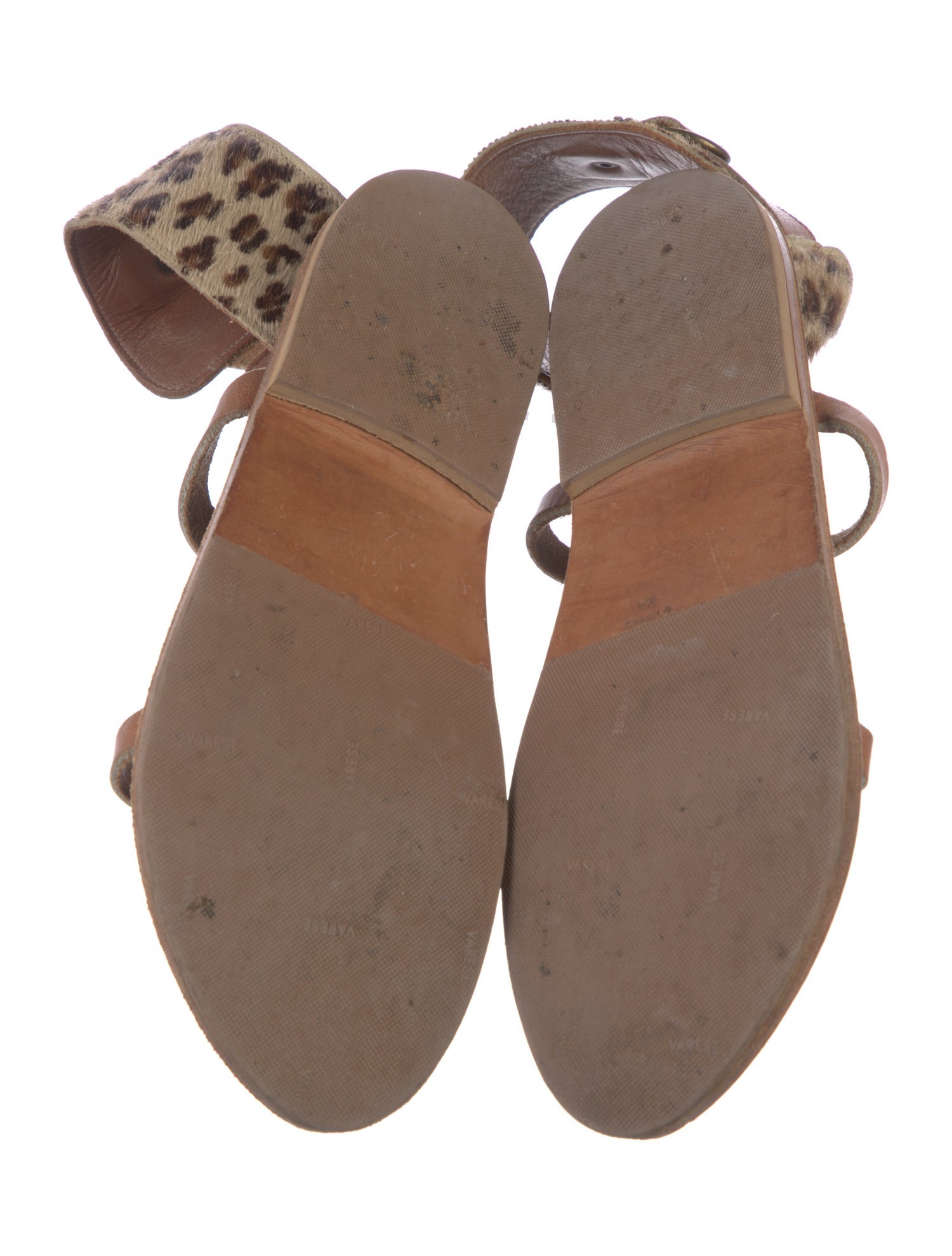 K.Jacques Leather Animal Print Gladiator Sandals