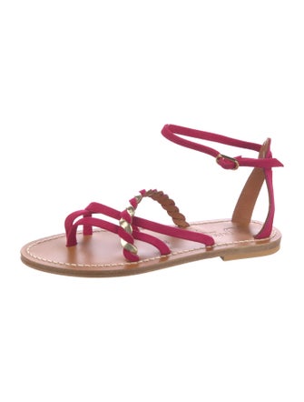K.Jacques Suede Leather Trim Embellishment Gladiator Sandals