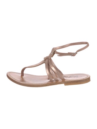 K.Jacques Leather T-Strap Sandals