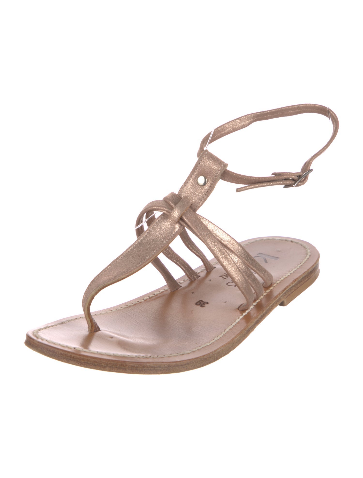 K.Jacques Leather T-Strap Sandals
