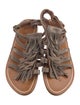 K.Jacques Leather Fringe Trim Accent Gladiator Sandals