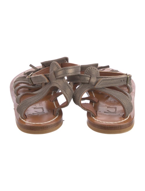 K.Jacques Leather Fringe Trim Accent Gladiator Sandals