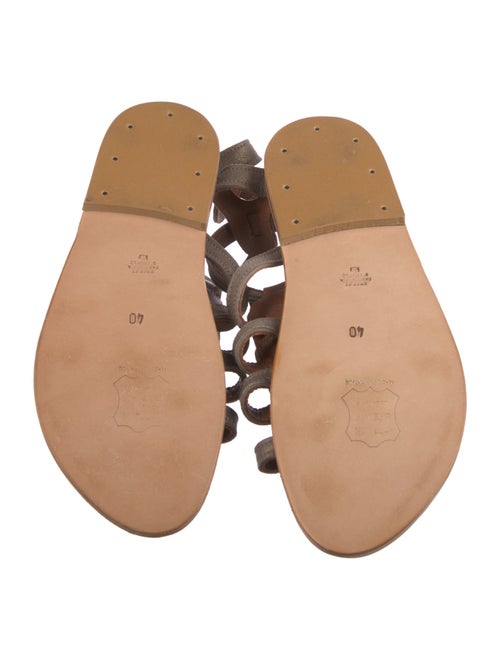 K.Jacques Leather Fringe Trim Accent Gladiator Sandals