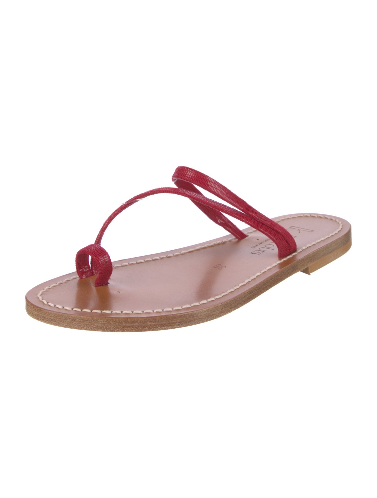 K.Jacques Leather T-Strap Sandals