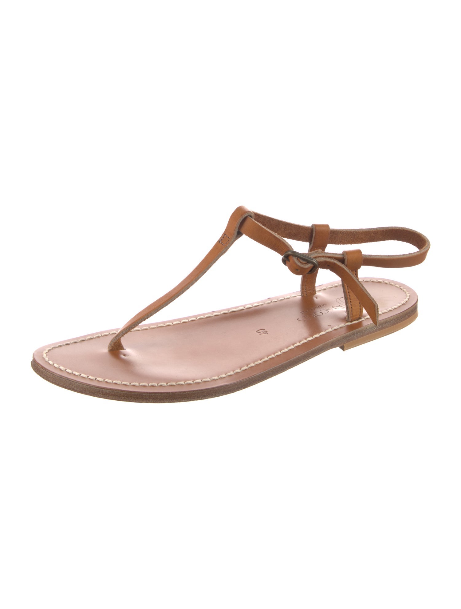 K.Jacques Leather T-Strap Sandals