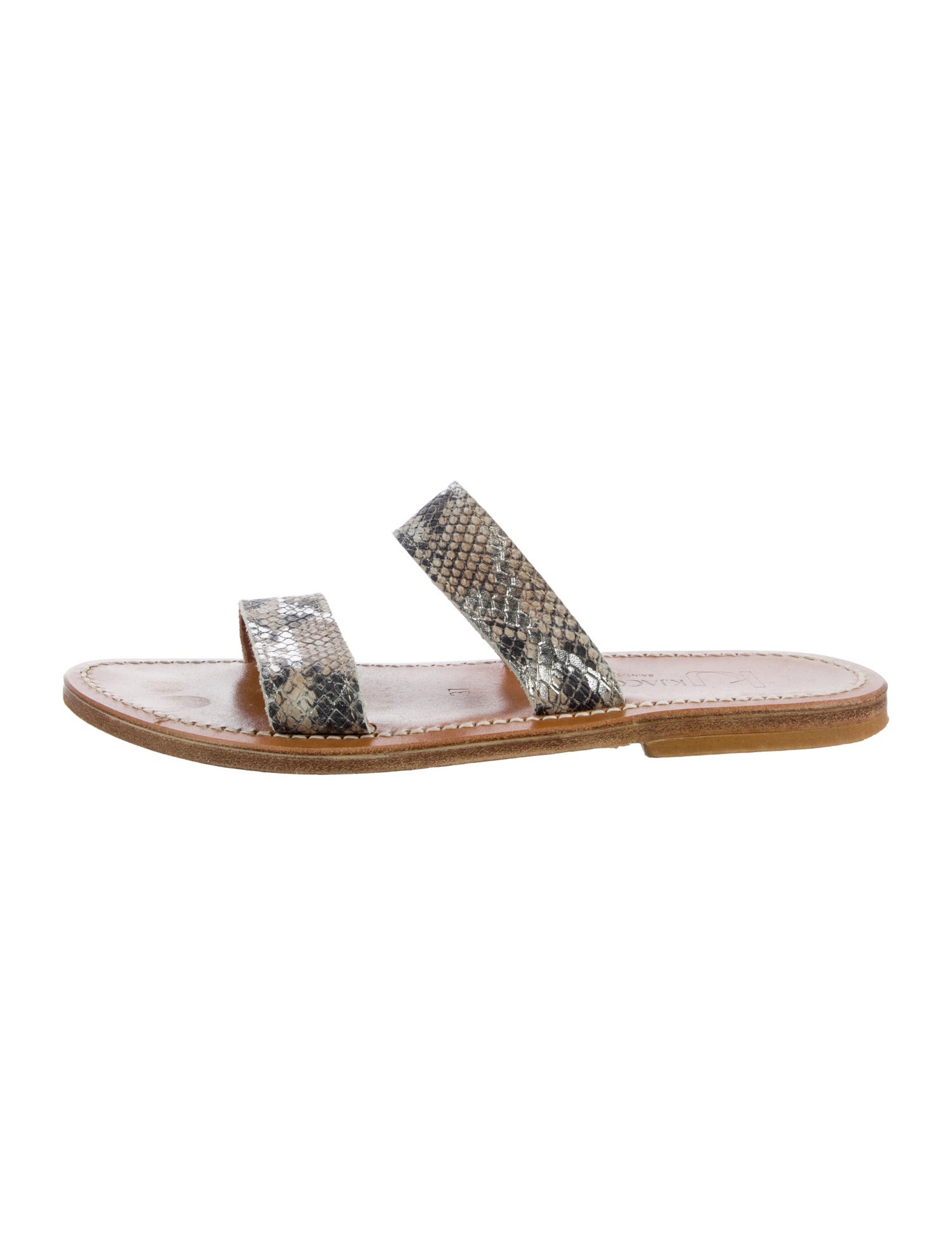 K.Jacques Leather Animal Print Slides