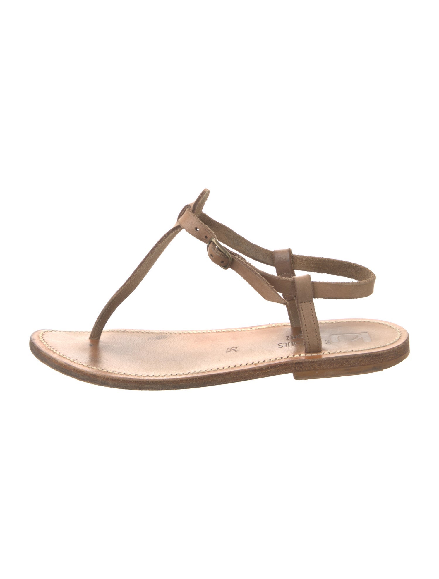 K.Jacques Leather T-Strap Sandals