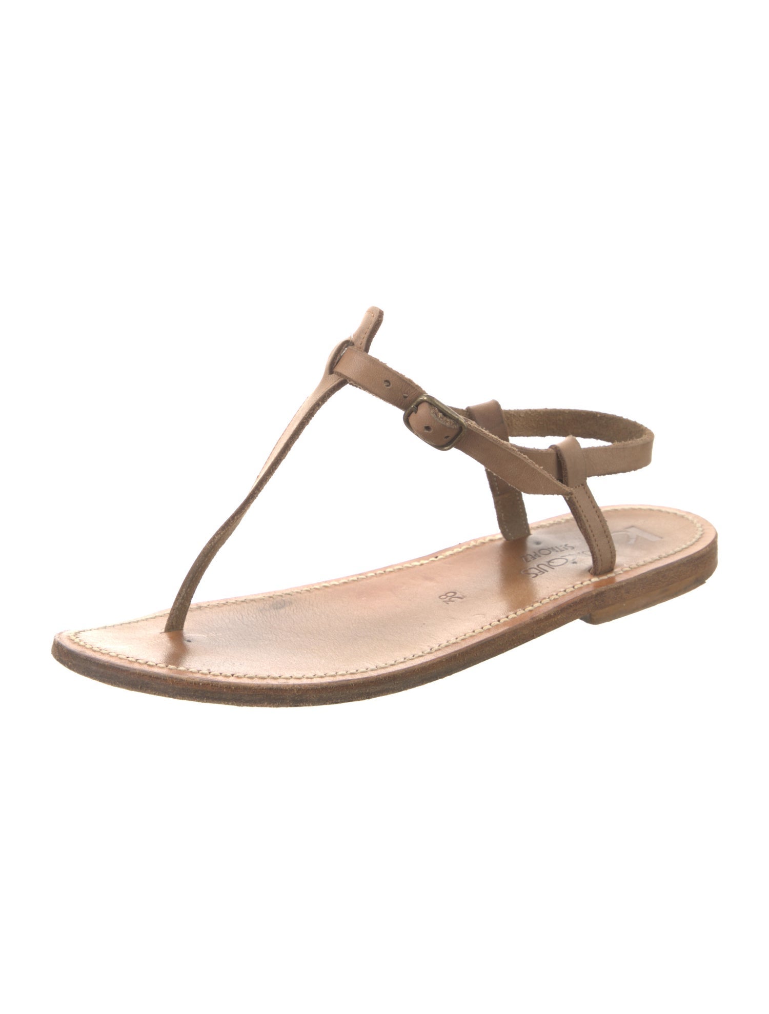 K.Jacques Leather T-Strap Sandals