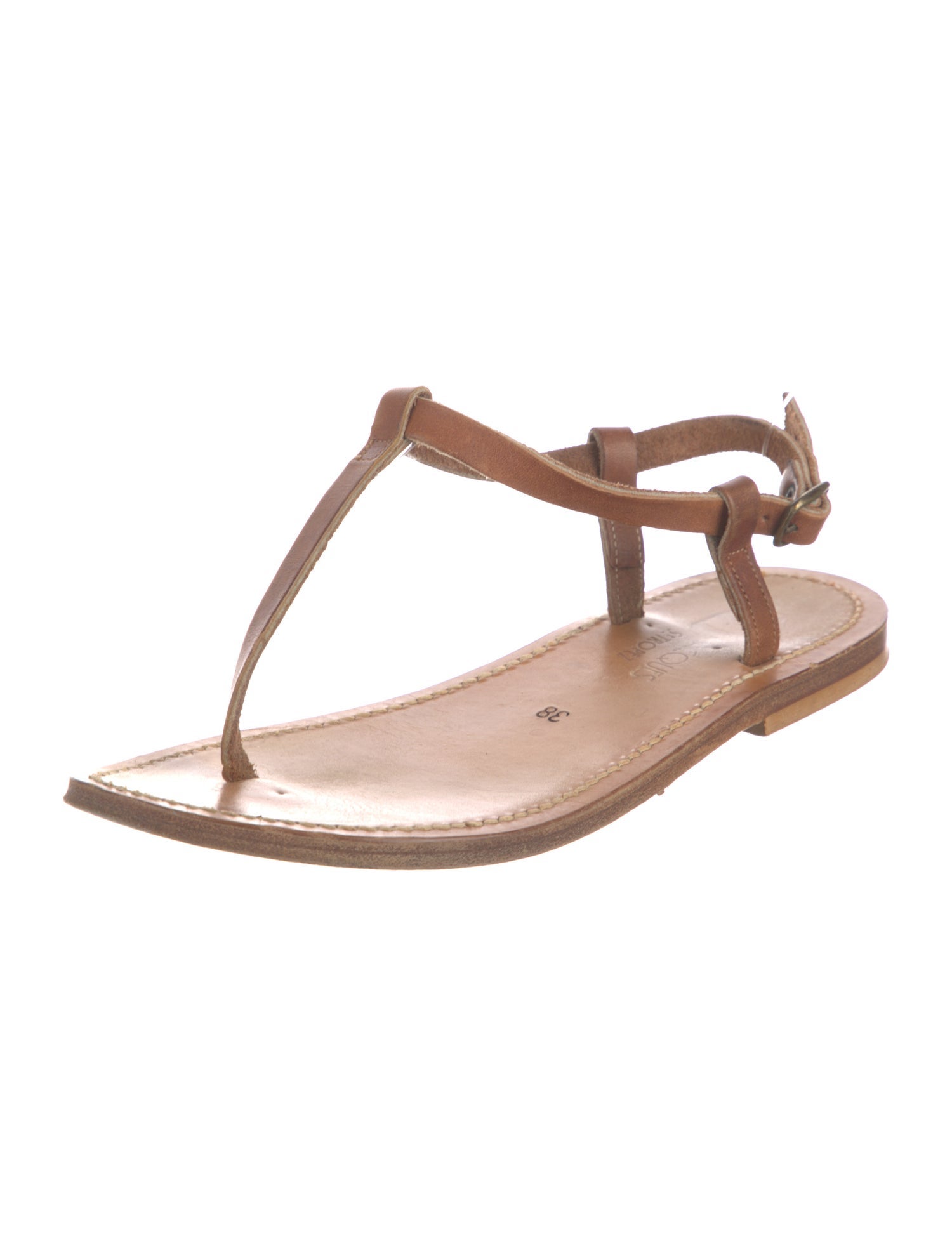K.Jacques Leather T-Strap Sandals