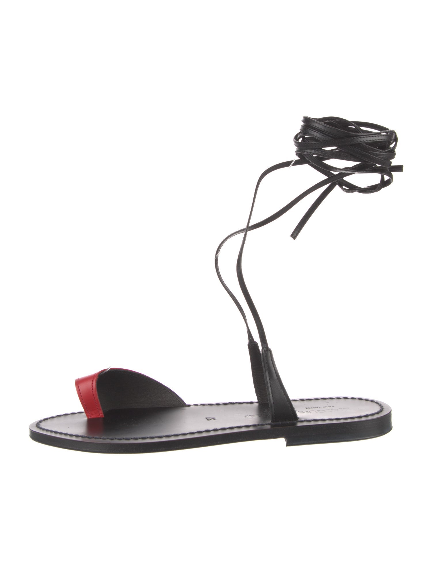 K.Jacques Leather Colorblock Pattern Gladiator Sandals