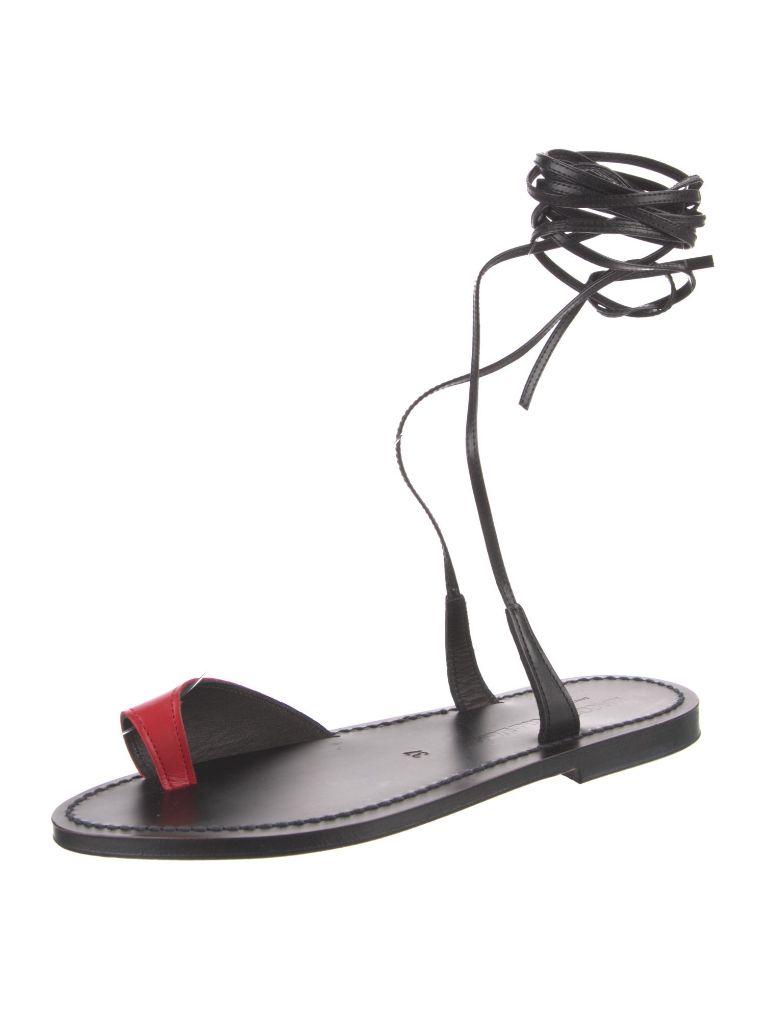 K.Jacques Leather Colorblock Pattern Gladiator Sandals