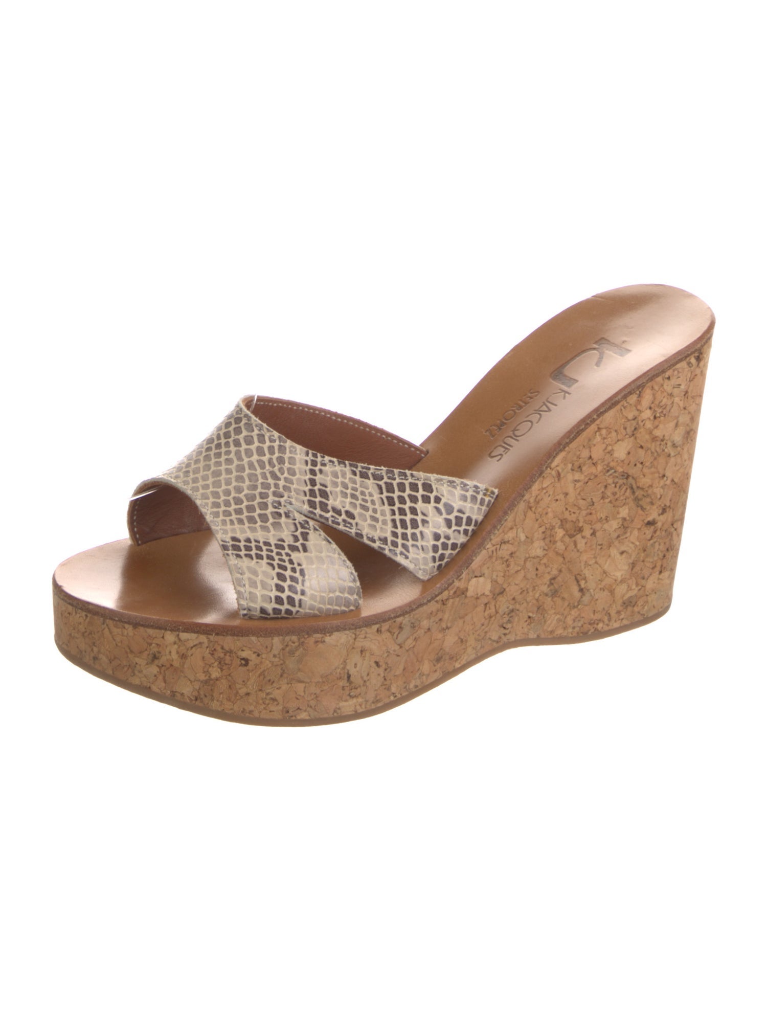 K.Jacques Leather Animal Print Slides