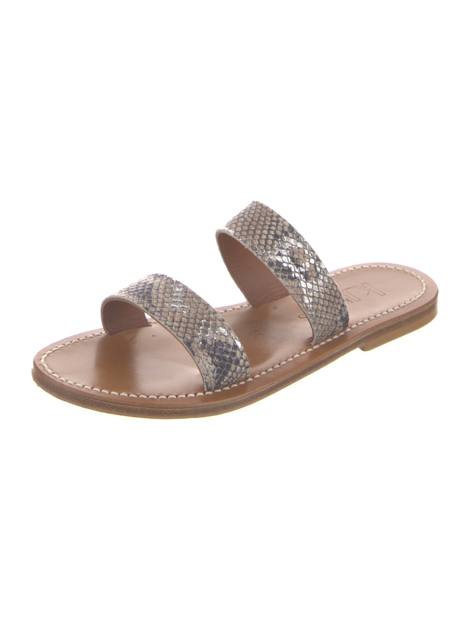 K.Jacques Leather Animal Print Slides
