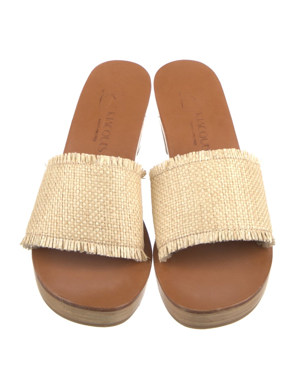 K.Jacques Straw Colorblock Pattern Slides - image 3