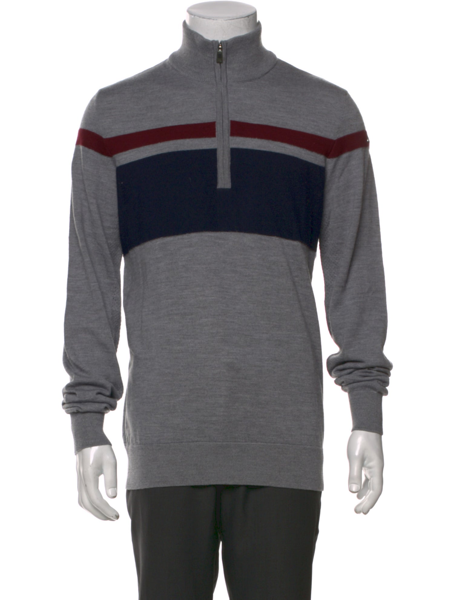 Kjus Merino Wool Colorblock Pattern Polo Sweater