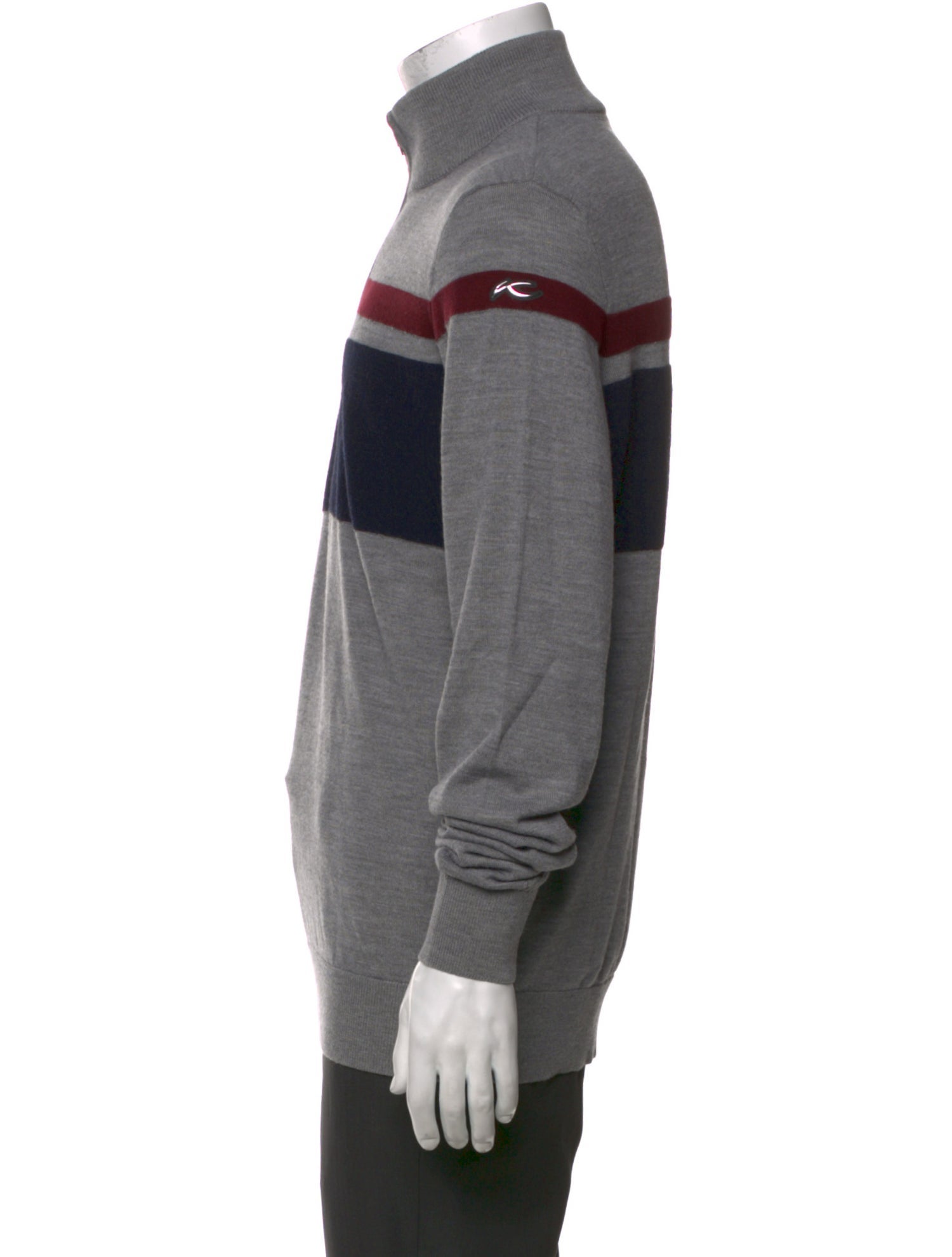 Kjus Merino Wool Colorblock Pattern Polo Sweater