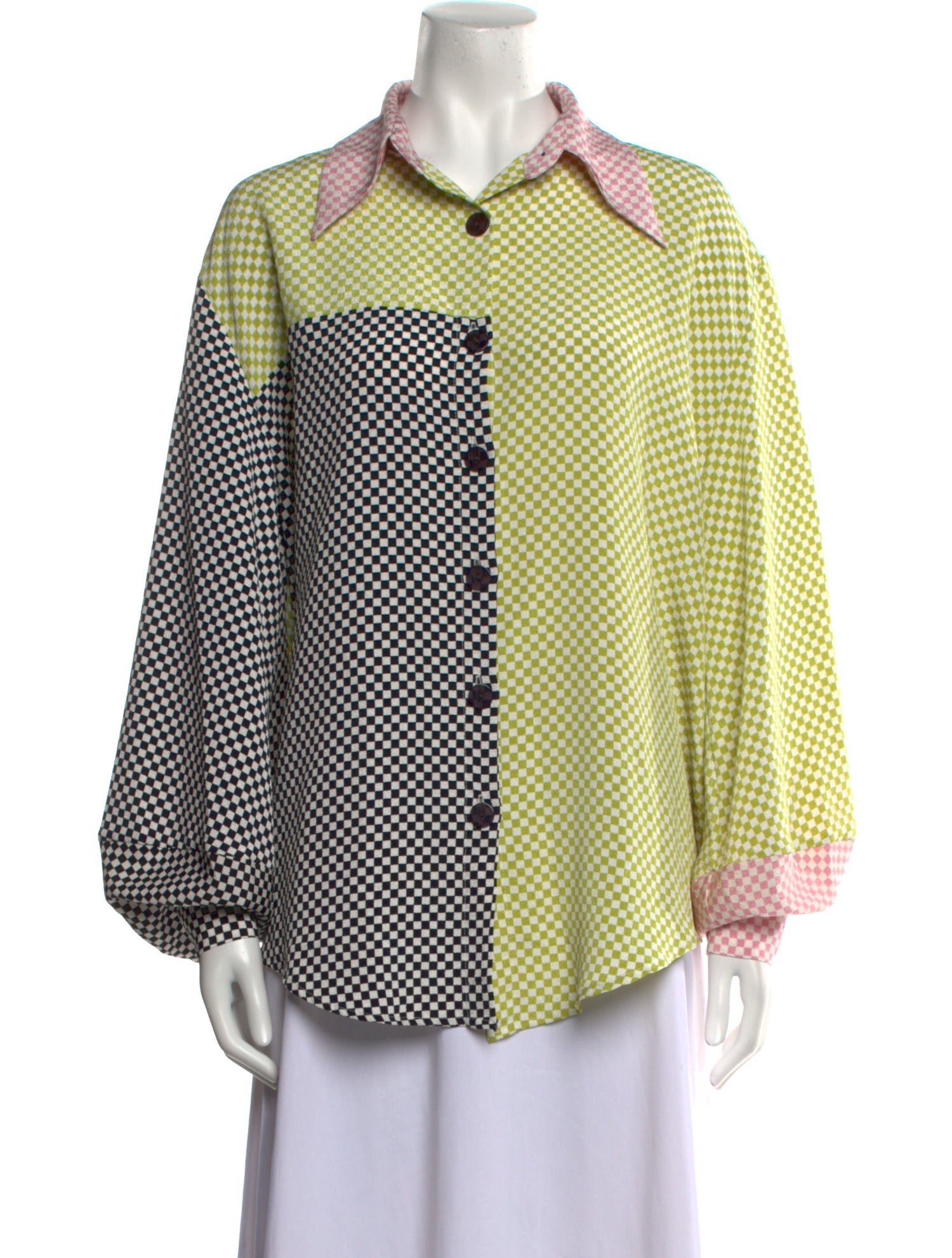 KKCo Plaid Print Long Sleeve Button-Up Top