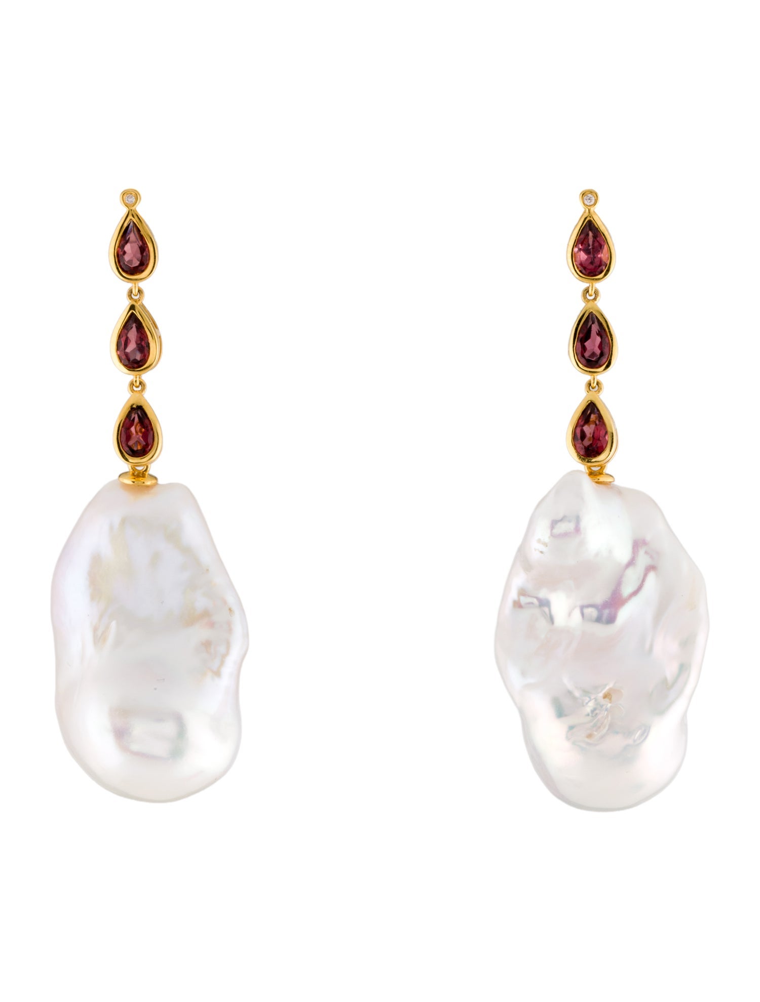 Kai Fine Jewelry 14K Pearl & Garnet Drop Earrings