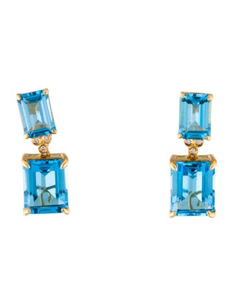 Kai Fine Jewelry 14K 6.84ctw Topaz & Diamond 'Divina' Drop Earrings