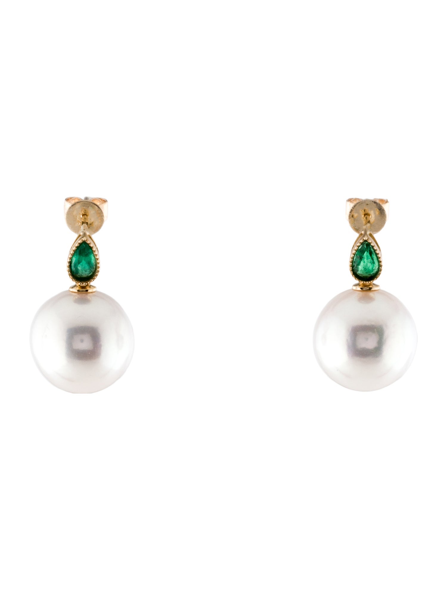 Kai Fine Jewelry 14K Pearl & Emerald Drop Earrings