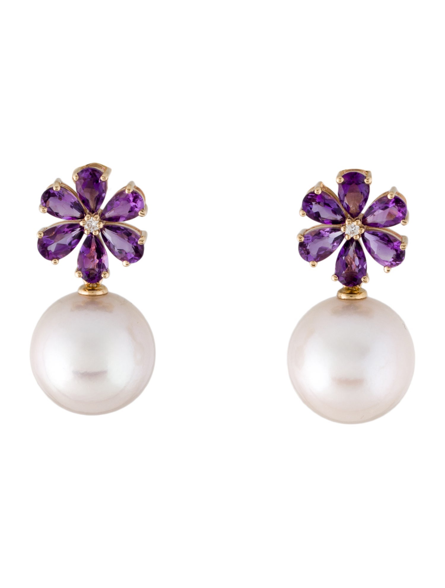 Kai Fine Jewelry 14K Pearl & Amethyst Flora Blossom Drop Earrings